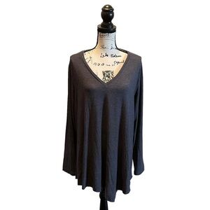 Soft Surroundings Asymmetrical Handkerchief Top Blouse Plus Gray Size 1X casual